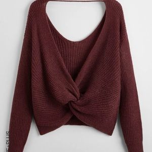 maroon deep vneck top